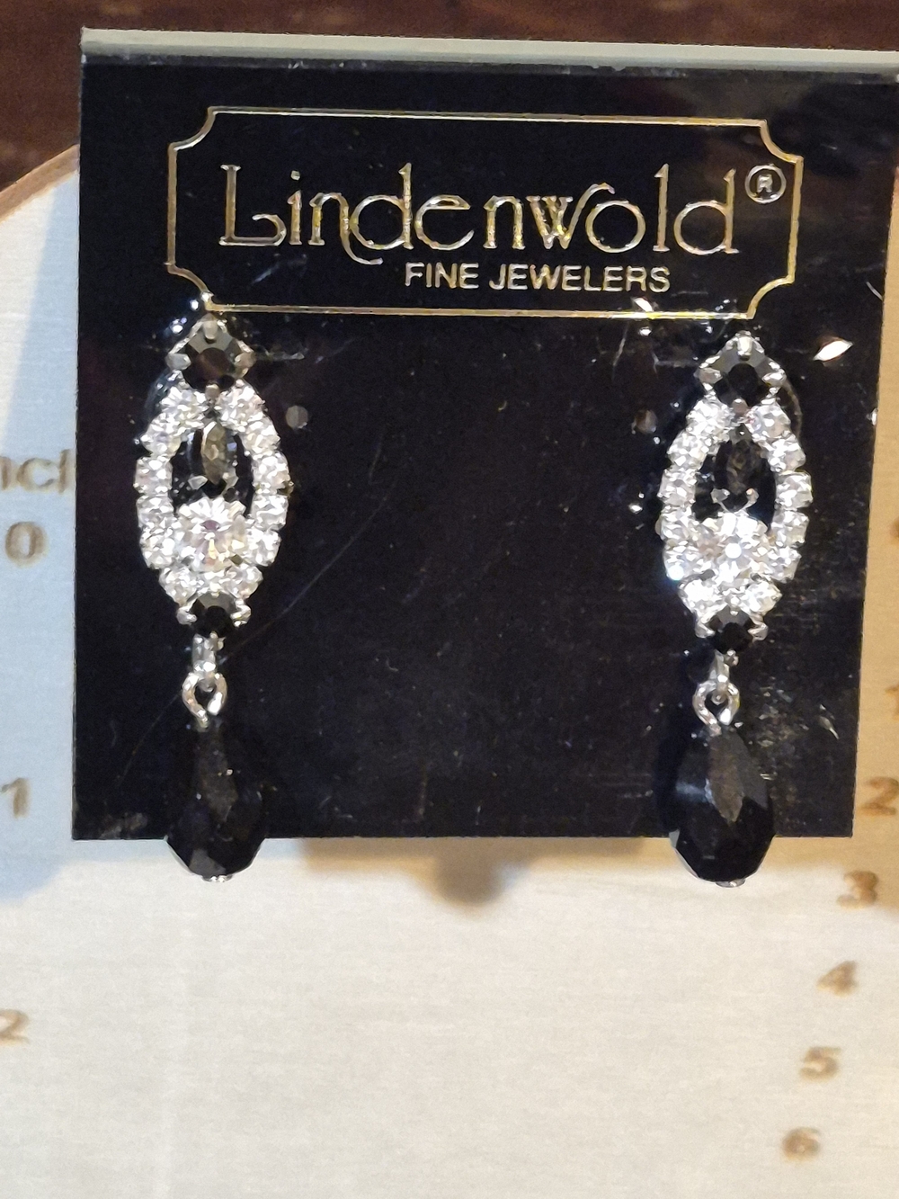 Lindenwold Black & Silver Teardrop Dangle Earrings